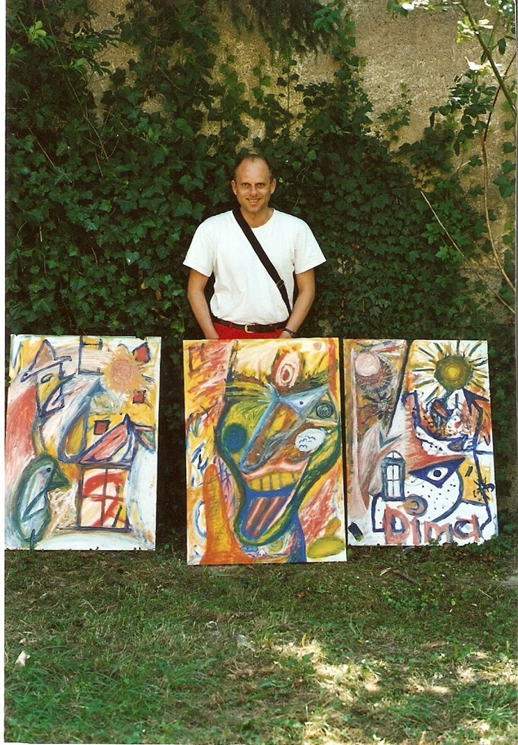 Jürgen Nöding mit seinen Gemälden ca 2002